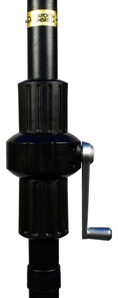 11' Stone Black Collar Tilt Crank Aluminum Umbrella, Sunbrella, Spectrum Mist