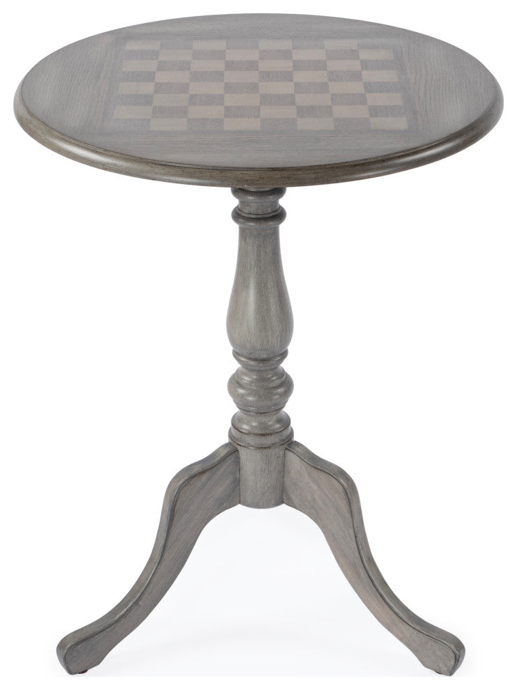 Colbert 22" Round Pedestal Game Table, Powder Gray