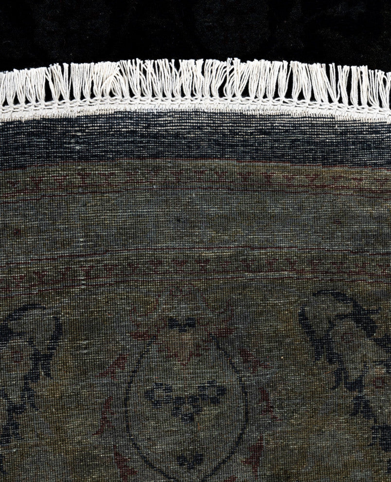 Overdyed One-of-a-Kind Hand-Knotted Area Rug Black, 9' 1" x 9' 1"