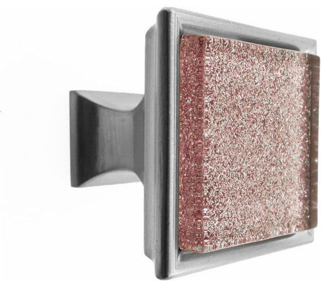Sparkling Amethyst Puprle Sand Crystal Glass Brushed Nickel Madison Classic Knob