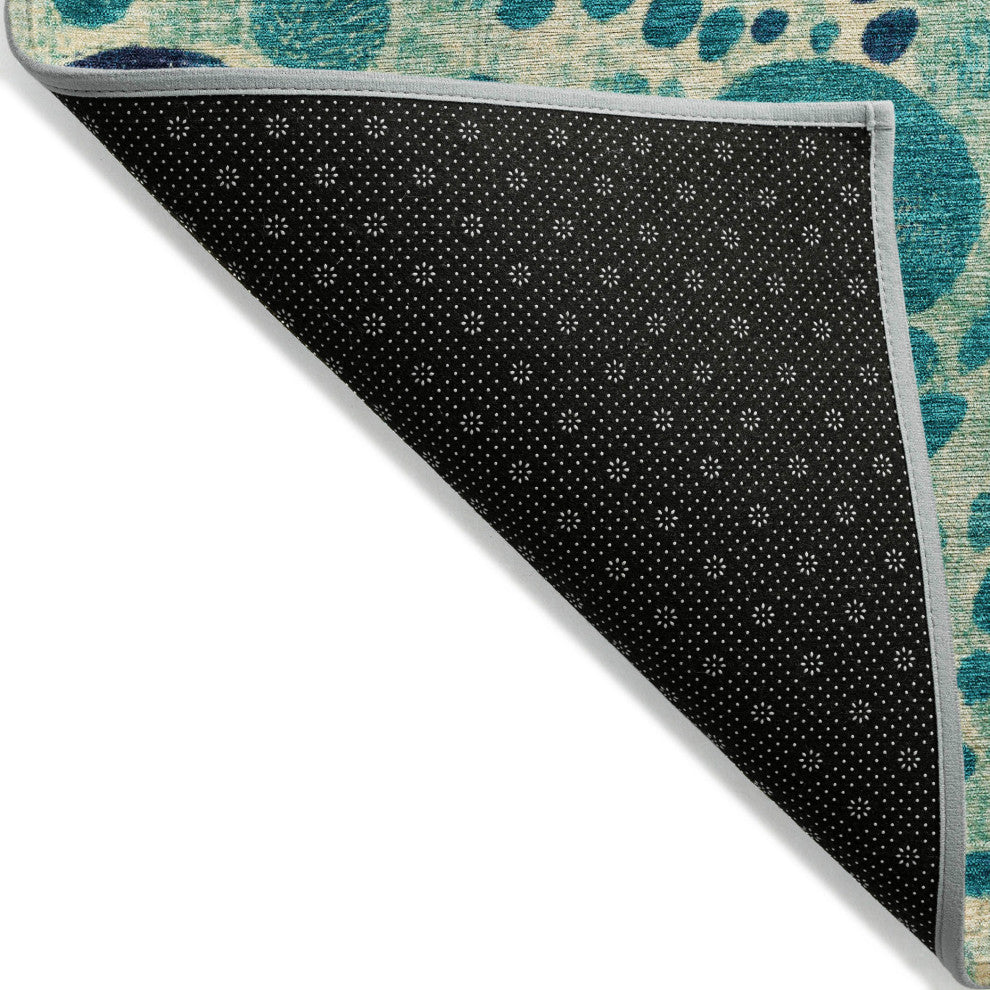 Machine Washable Indoor/Outdoor Chantille ACN1895 Teal 8' x 8' Round Rug