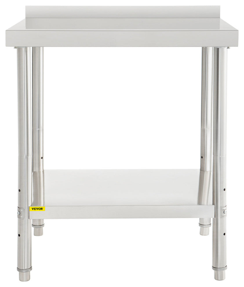 Stainless Steel Prep Table Heavy Duty Metal Worktable w/ Backsplash Undershelf, 30x24x35 Inch