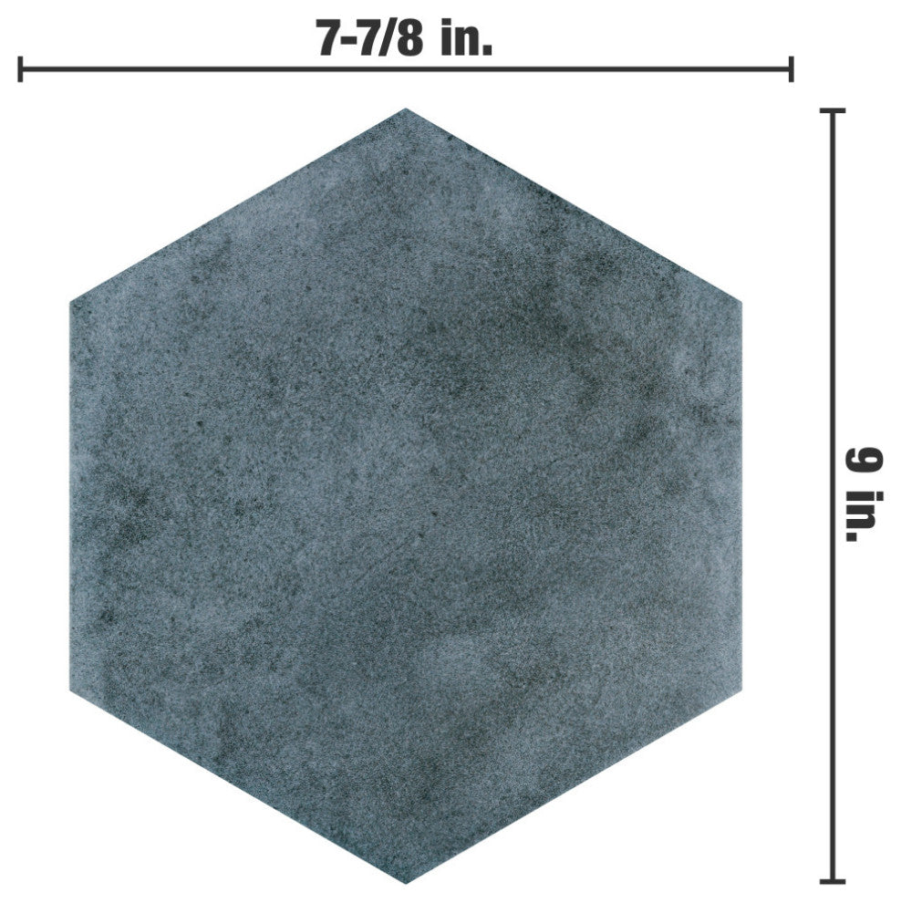 Matter Hex Blue Porcelain Floor and Wall Tile