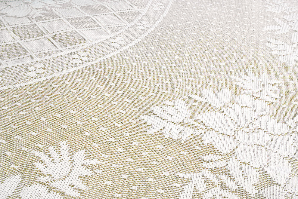 DII White Floral Polyester Lace Tablecloth 63 Round