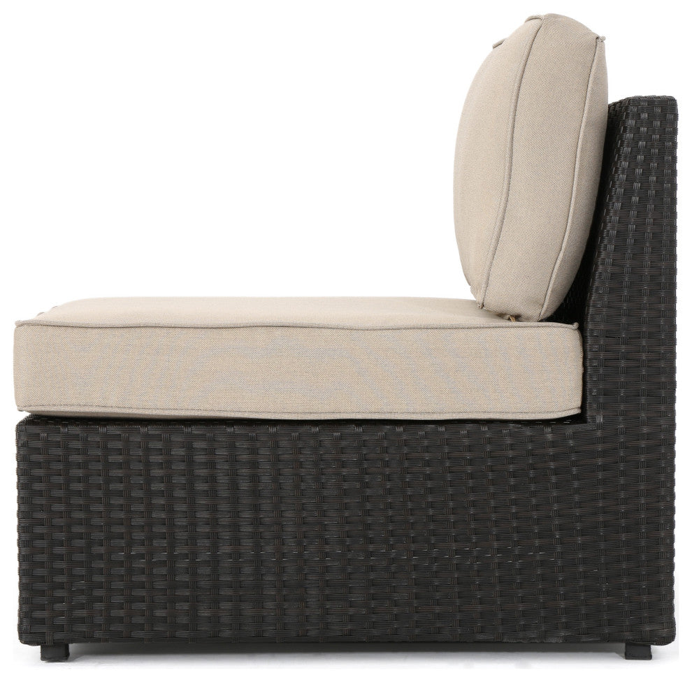 GDF Studio Reddington Outdoor 5 Seater Wicker V Shaped Sectional Sofa Set