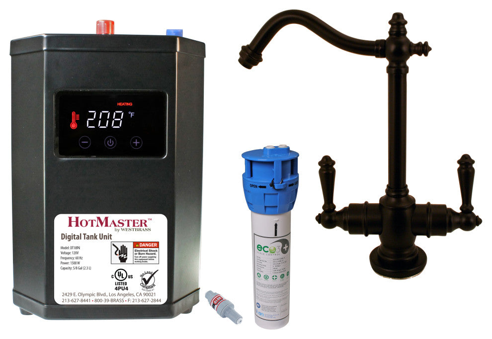 Victorian 9 in. Instant Hot and Cold Water Dispenser with Digital Tank, Oil Rubb