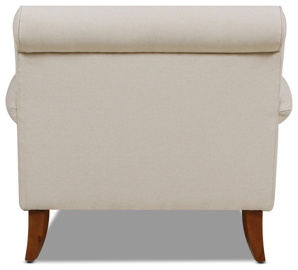 Alana 38" Lawson Accent Arm Chair, Metal Casters, Sky Neutral Beige Polyester