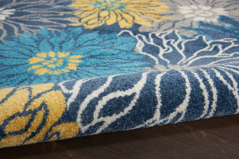 Nourison Passion 4' x Round Blue Contemporary Indoor Area Rug