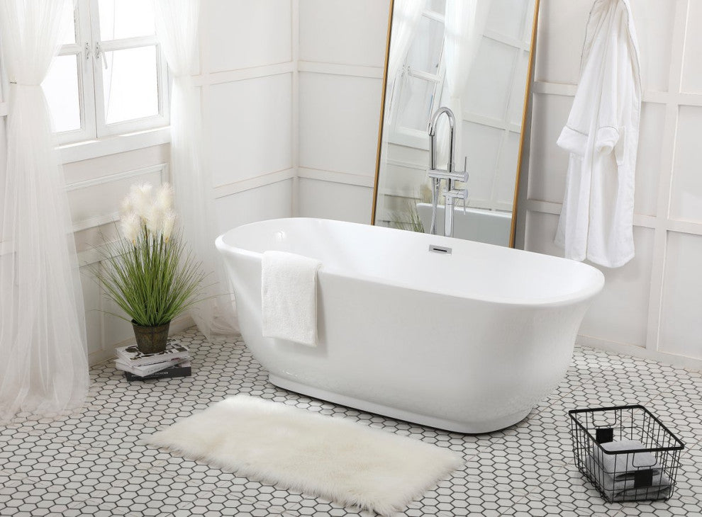 Charlie 67" Soaking Bathtub, Glossy White