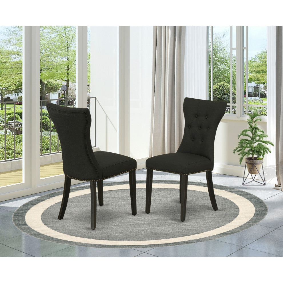 Gallatin Parson Chair With Black Leg And Black Color Fabric Color Set of 2