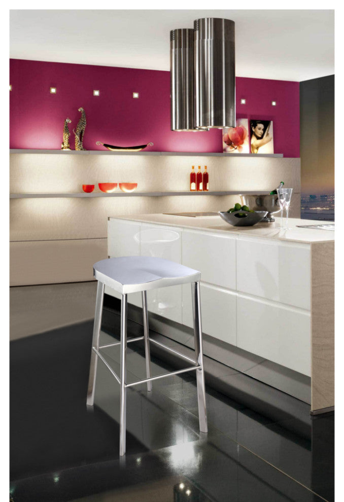 Modern Classics Swiss Polished Bar Stool, Silver