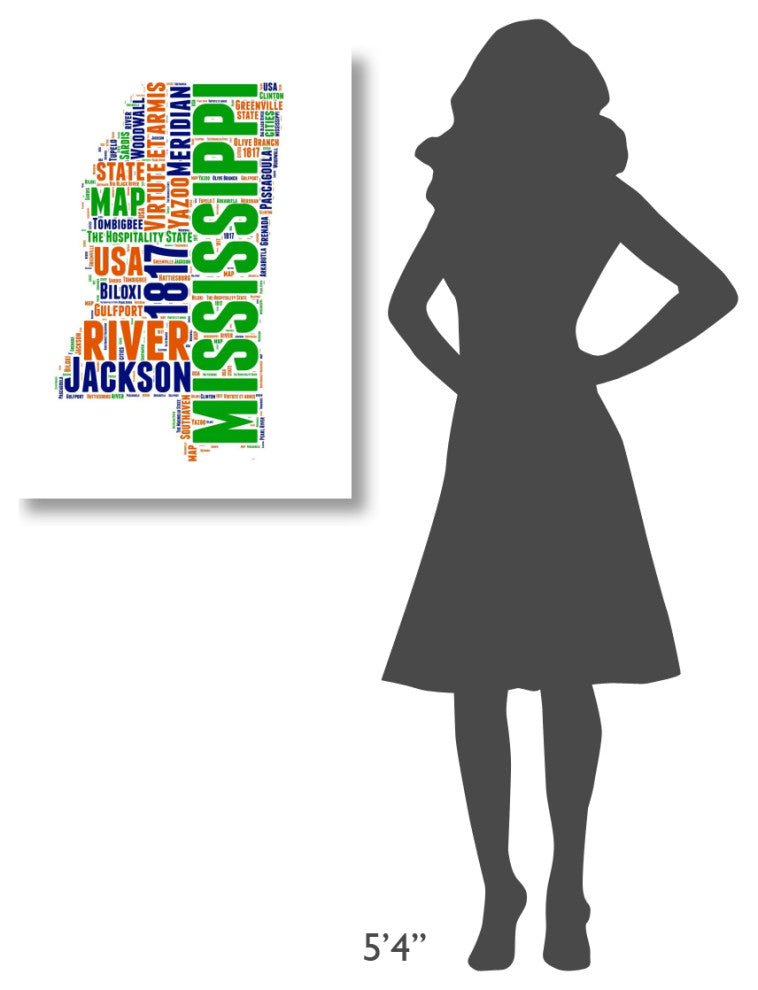 "Mississippi Word Cloud Map" Fine Art Print