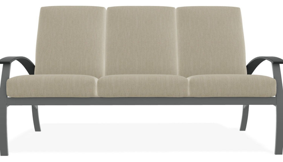 Belle Isle Cushion 3-Seat Outdoor Sofa, Huskie/Graphite
