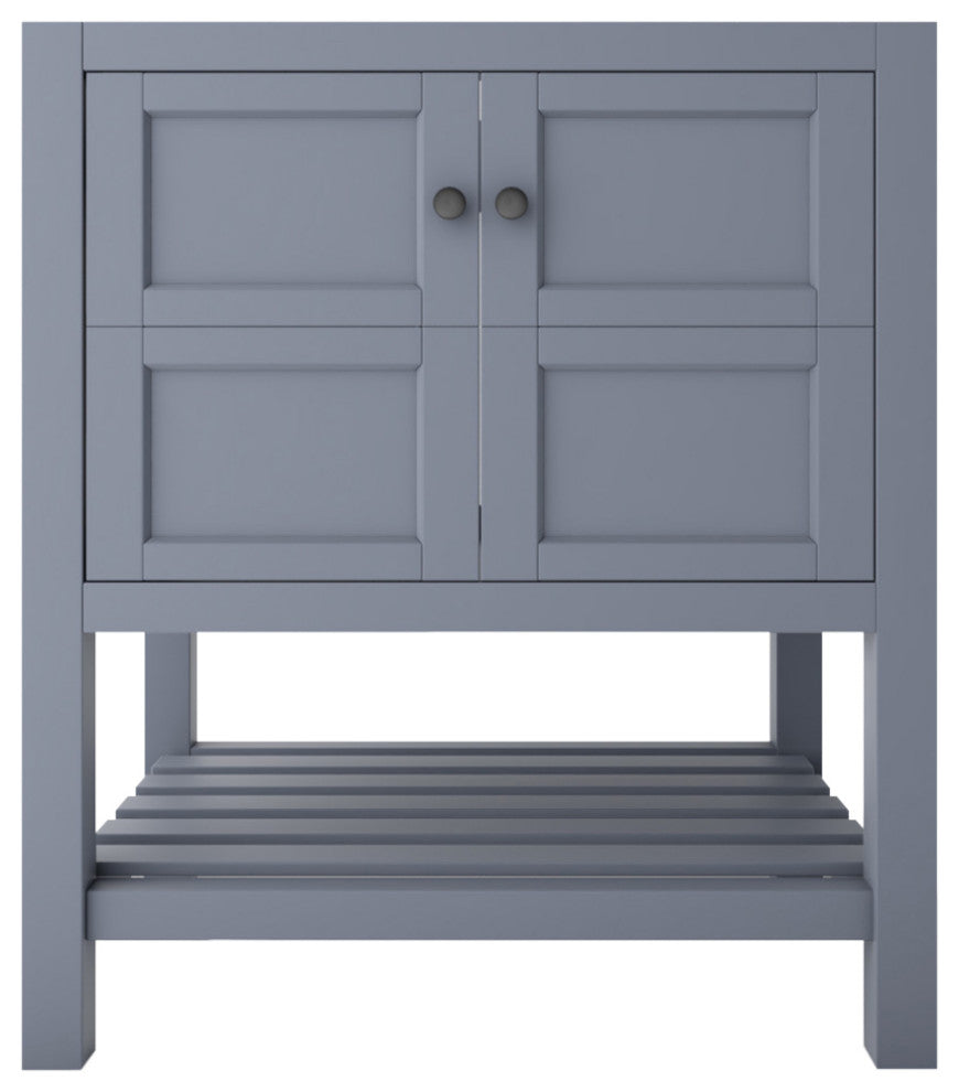 CastelloUSA Alicia 30" Freestanding Vanity, Base Only, Gray, Black Handles