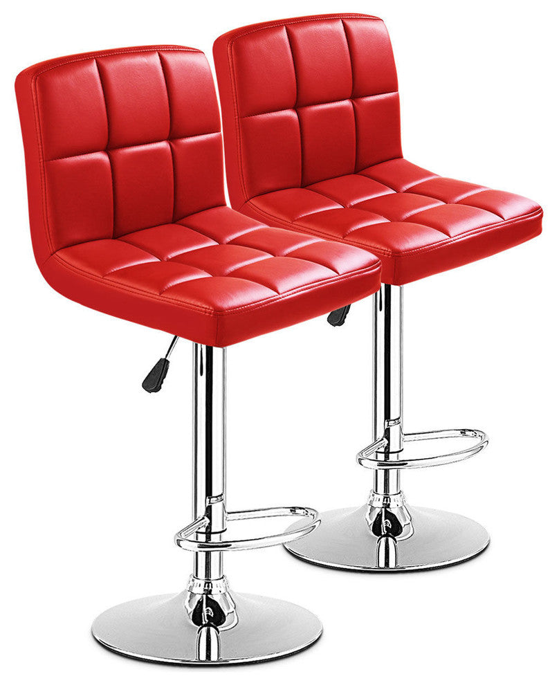 Costway Set Of 2 Bar Stools PU Leather Adjustable Barstool Swivel Pub Chairs