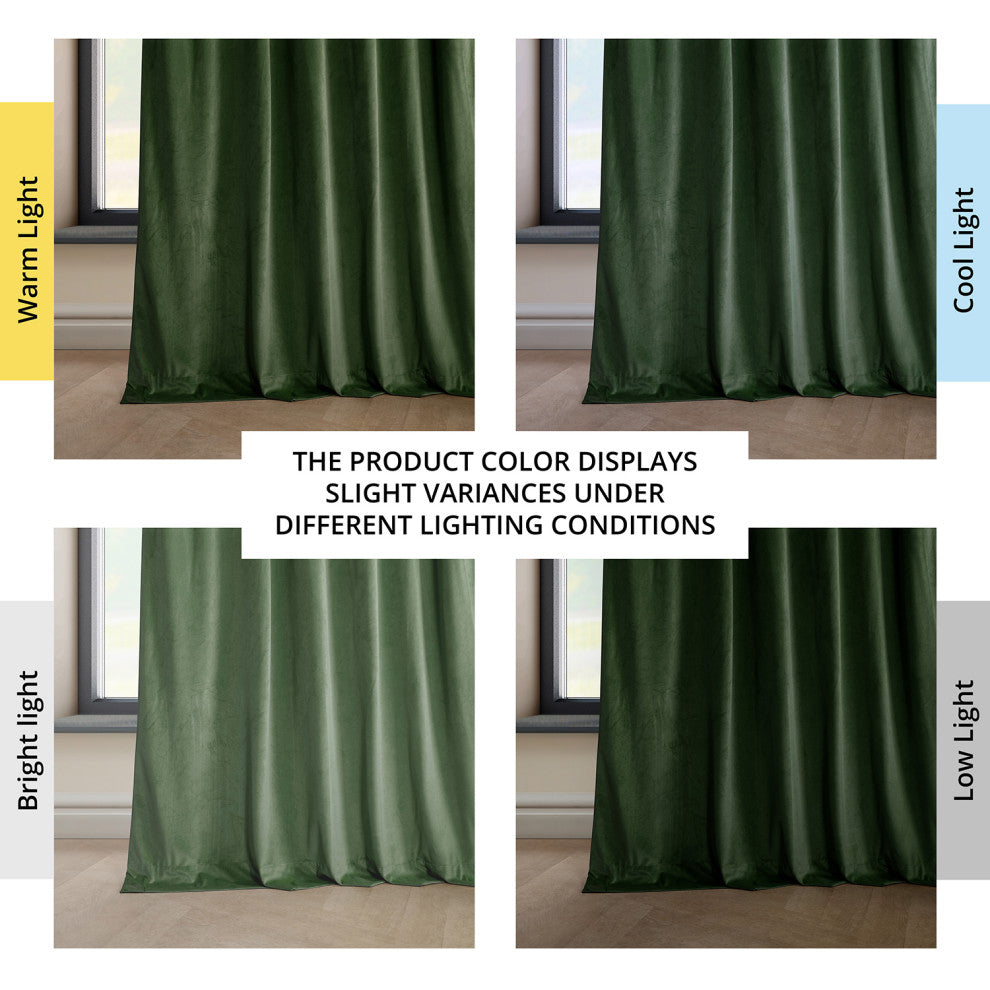 Heritage Plush Velvet Curtain Single Panel, Eden Green, 50"x108"