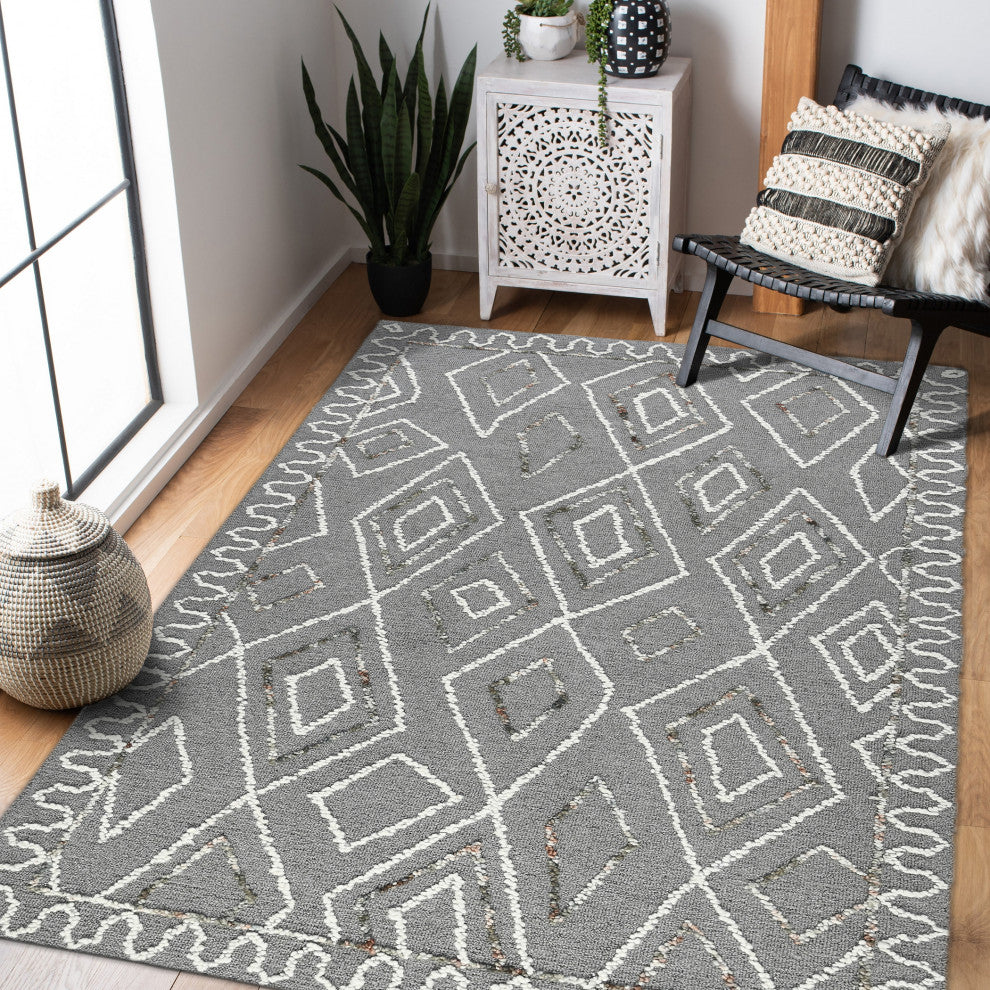 Berlin Tania Area Rug, Dark Gray, 8' x 10', Geometric