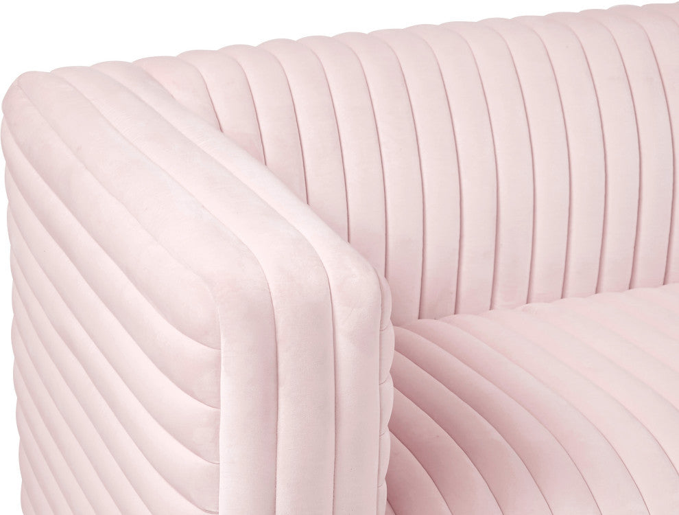 Ravish Velvet Upholstered Chair, Pink, Loveseat