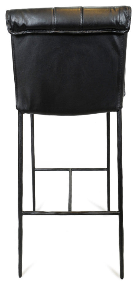 Bentley Black Leather Bar Stool