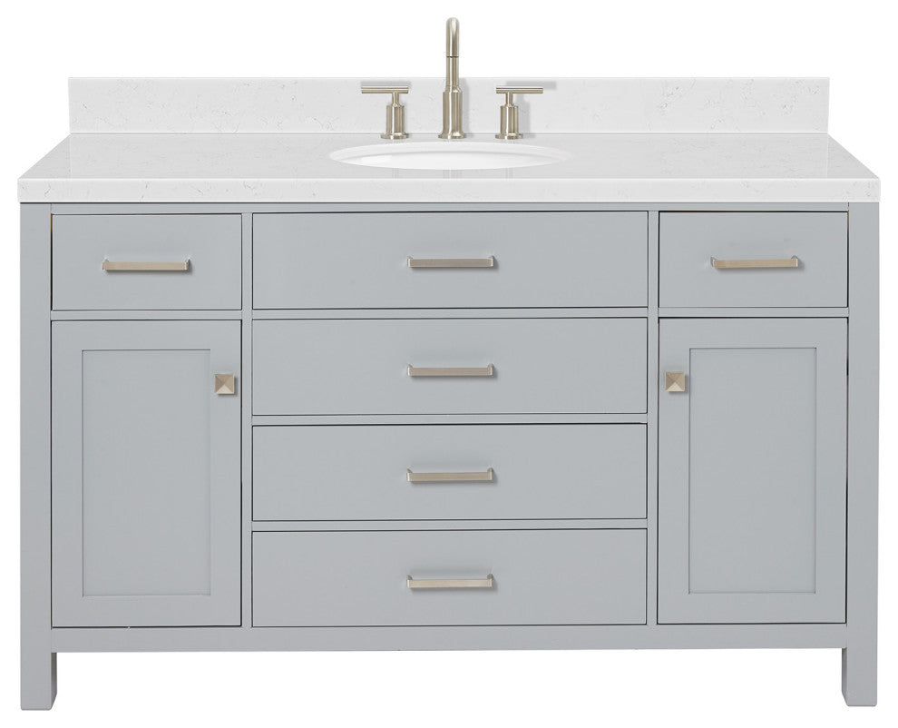 Ariel Bristol 54" Single Oval Sink Bathroom Vanity, Carrara Quartz