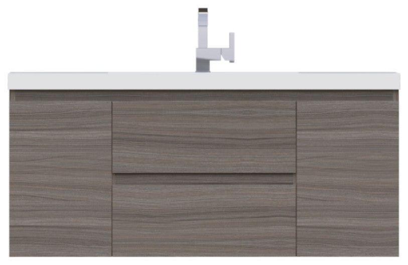 Paterno 48" Wall Mounted Bathroom Vanity, Gray