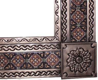 Medium Brown Grenada Tile Talavera Tin Mirror