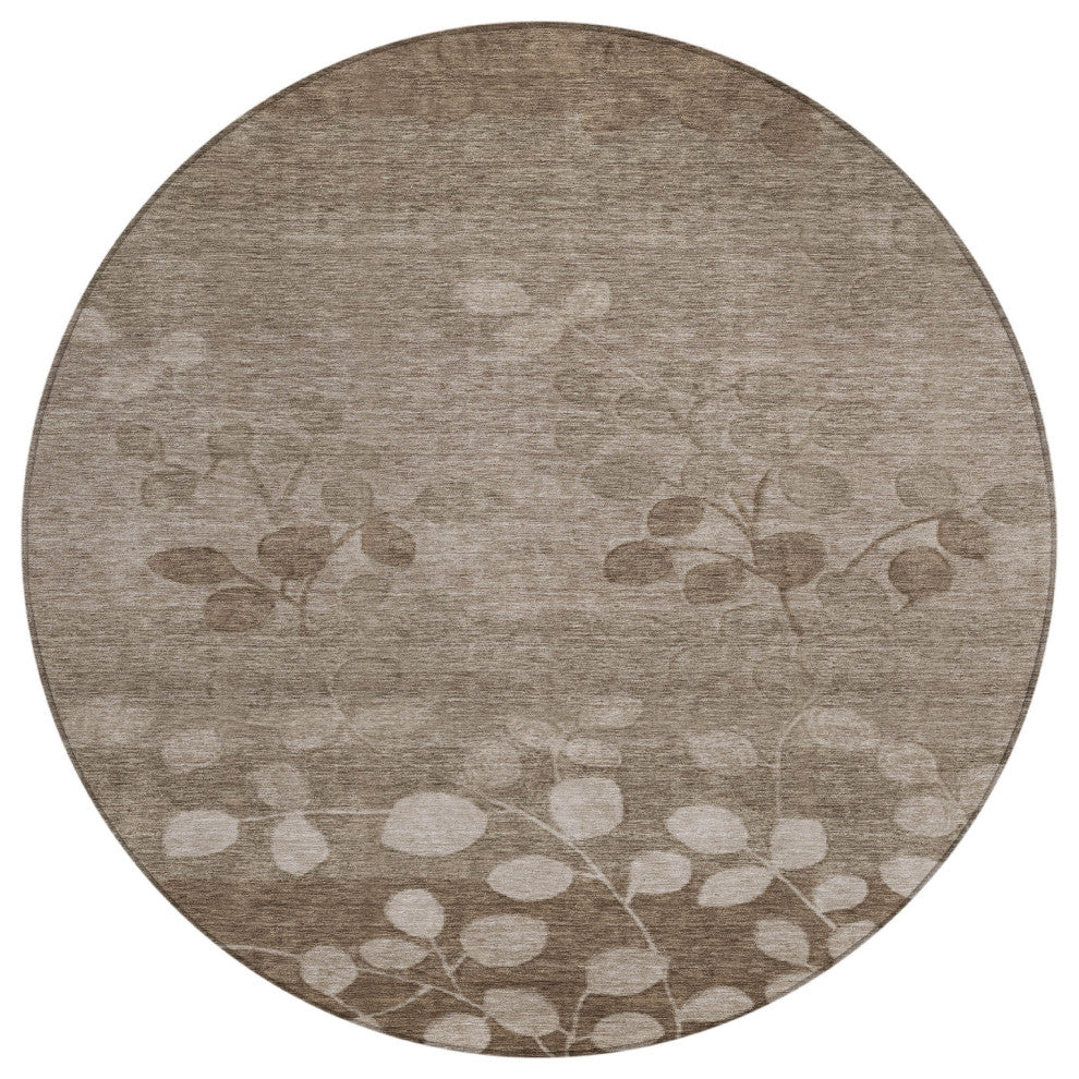 Machine Washable Indoor/Outdoor Chantille ACN1900 Taupe 8' x 8' Round Rug
