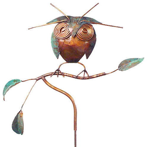 Handcrafted Copper Owl Garden Stake