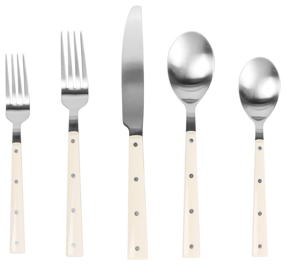 Soline Flatware Set of 20 Pieces, Cream