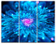 "Magical Blue Glowing Flower" Digital Canvas Print, 3 Panels, 36"x28"