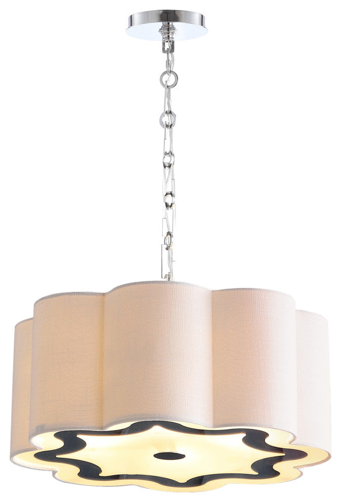 Coquille 4-Light 20" Adjustable Metal LED Pendant, Chrome and White