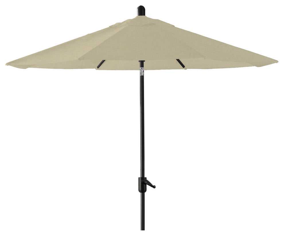 9' Round Push Tilt Market Umbrella, Beige, Antique Bronze Pole