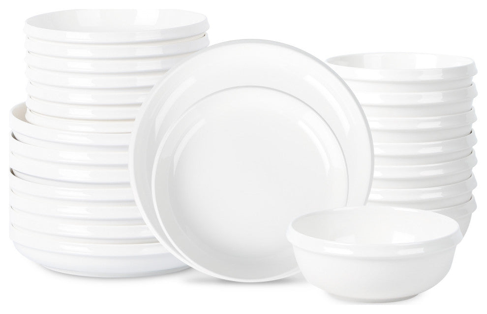 Stone Lain Verso Porcelain 24-Piece Dinnerware Set, White