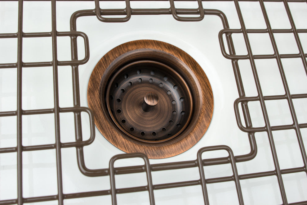 SinkSense Antique Copper 3.5" Basket Strainer Drain with Post Style Basket