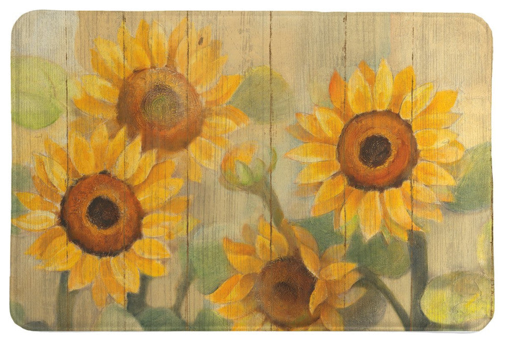 Laural Home Farmhouse Sunflowers Memory Foam Rug