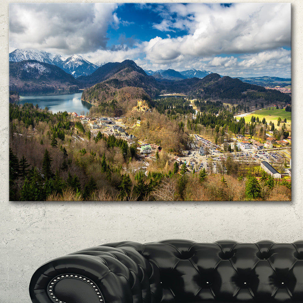 Alps and Lakes on Summer Day, Landscape Canvas Art Print, 60"x28"