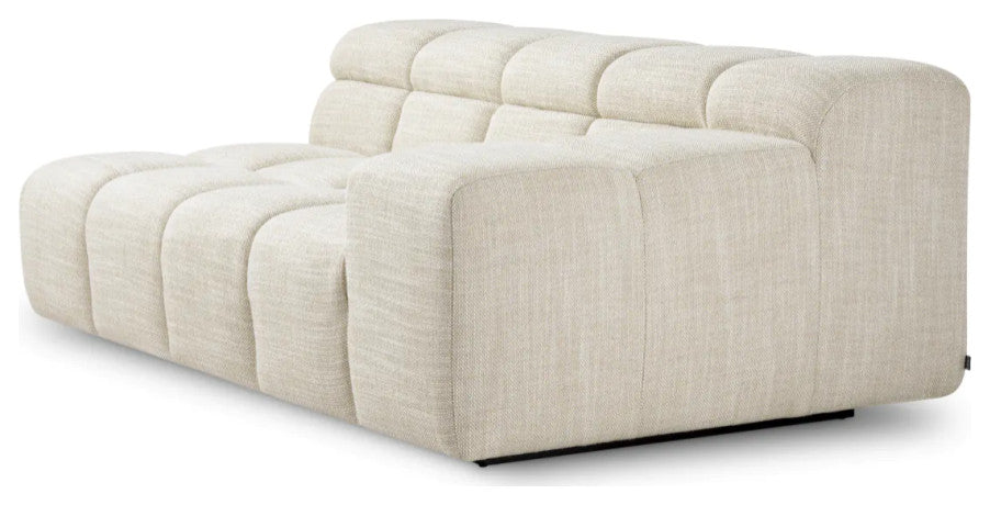 Beige Grid-Tufted Modular Sofa, Eichholtz Hunter, Right