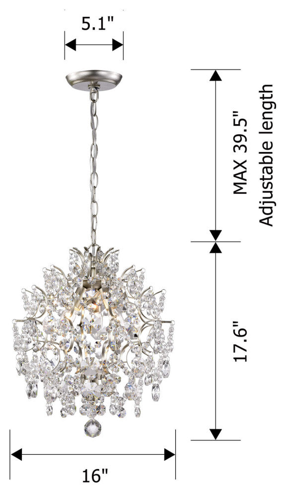 Belle 3-light Crystal Chandelier
