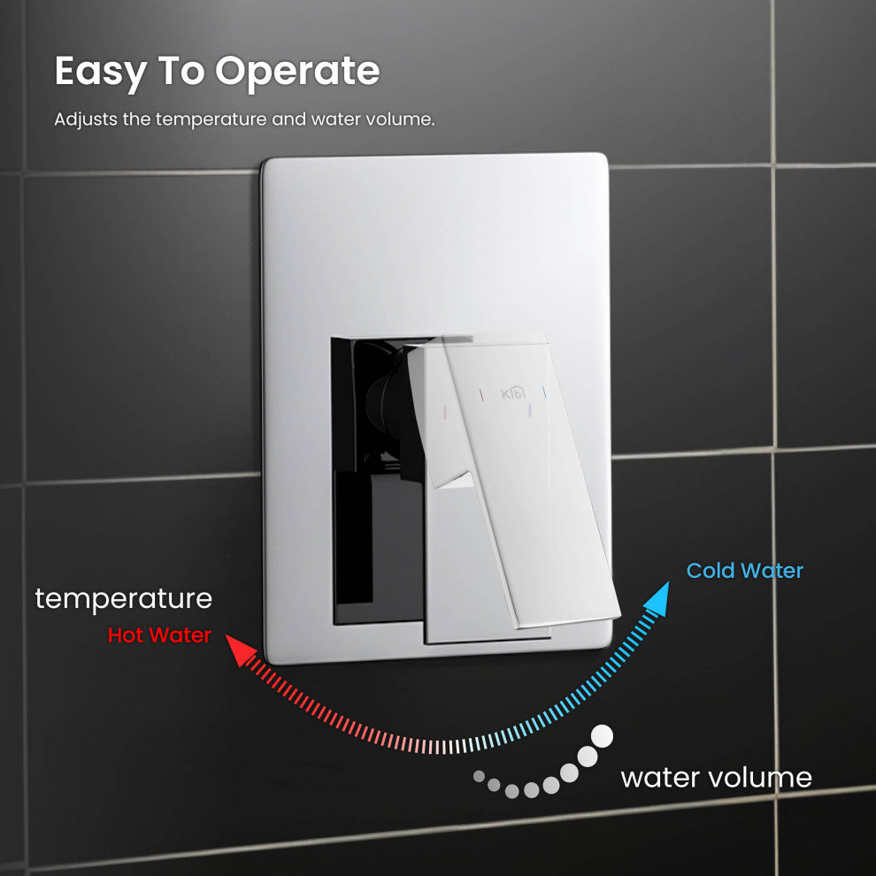Cube Single Function Shower System, Rough, Valve, Chrome