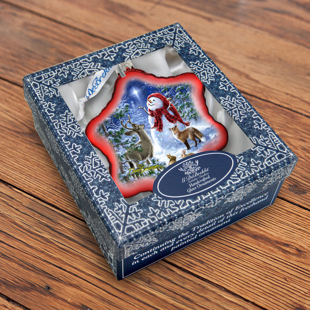 Heaven Snowman Glass Ornament