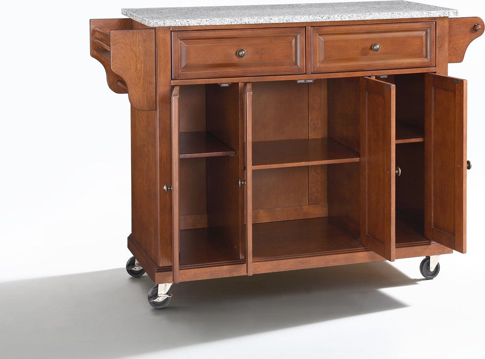 Crosley Furniture Solid Granite/Wood Kitchen Cart in Cherry/Gray