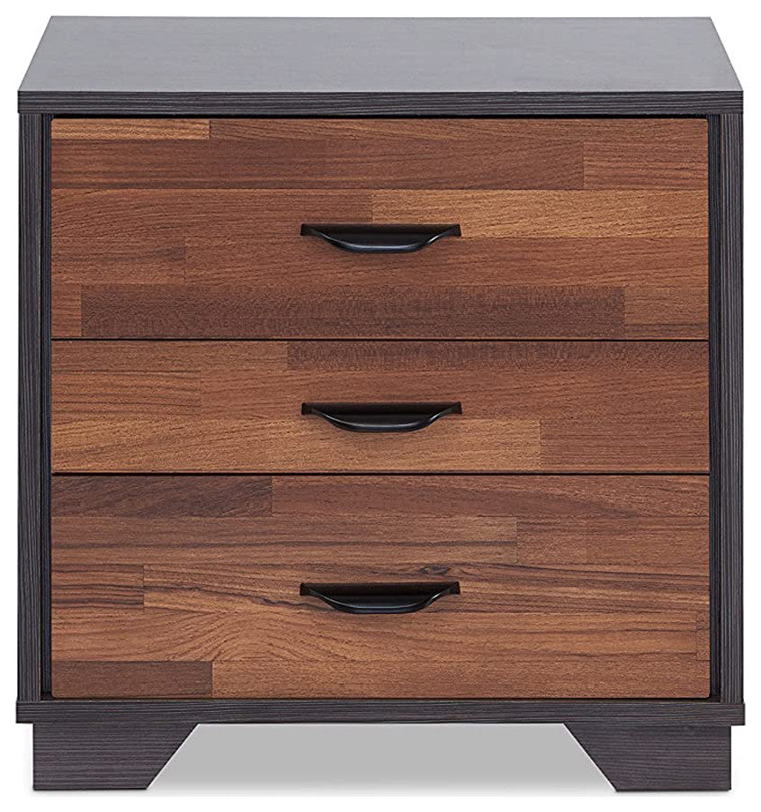 Nightstand with 3 Drawers, Walnut