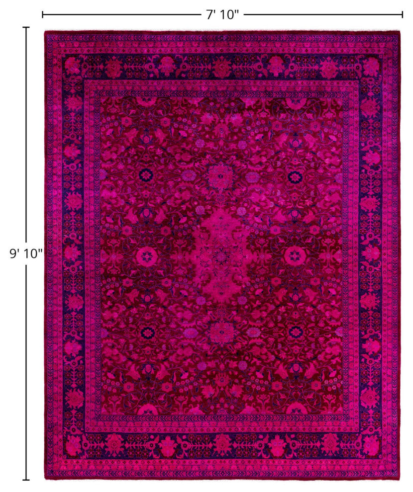 Overdyed One-of-a-Kind Hand-Knotted Area Rug Purple, 7' 10" x 9' 10"