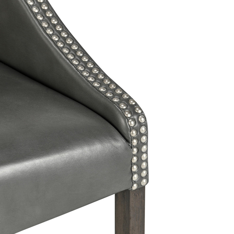 Castaic Stool by Kosas Home, Charcoal Gray, Counter Height