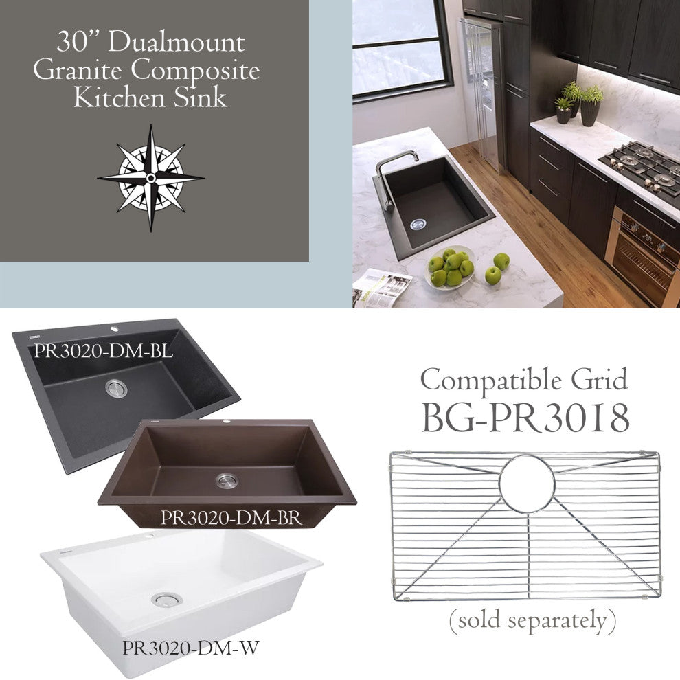 Nantucket Sinks Large Single Bowl Undermount Granite Composite, White