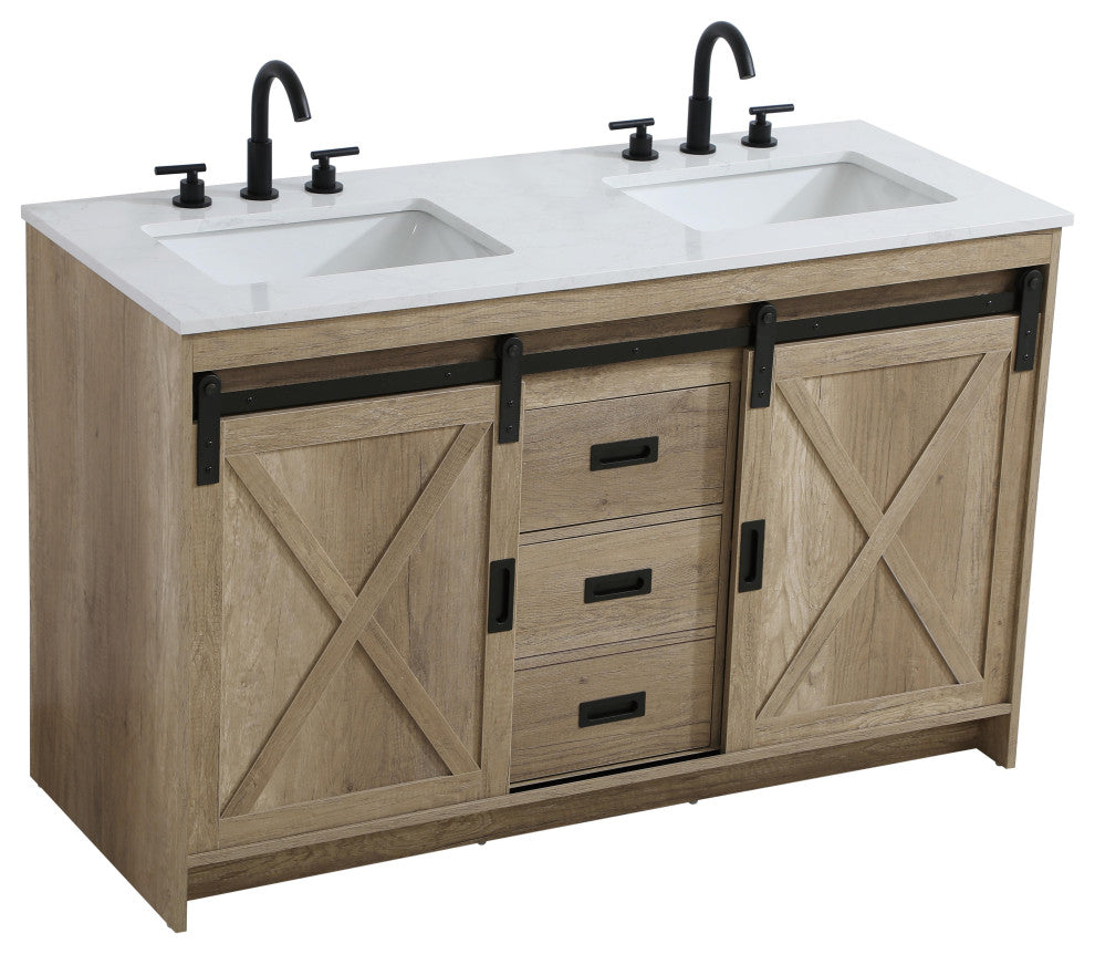Home Living 54" Double Bathroom Vanity, Natural Oak