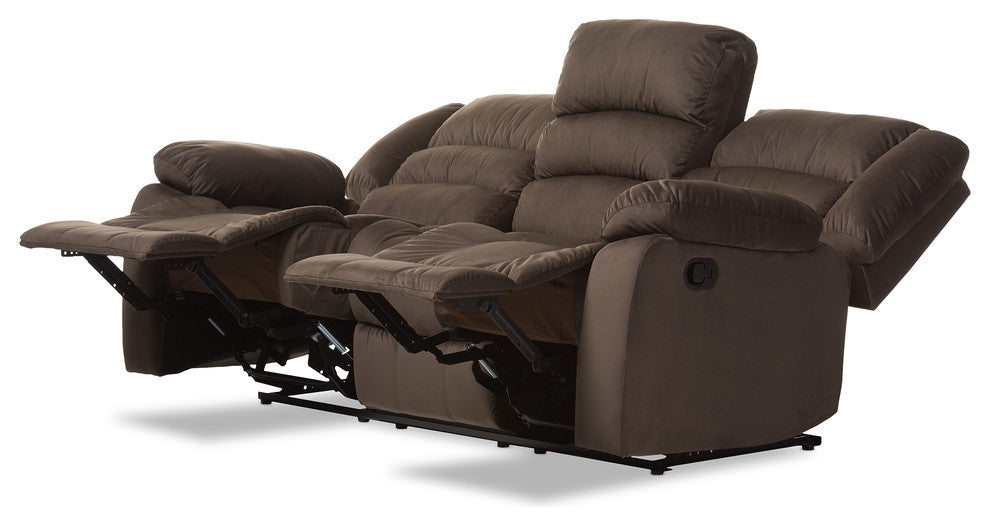 Hollace Taupe Microsuede 3-Seater Recliner