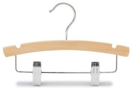 Natural Wooden Baby Hanger With Clips 10", Set of 25