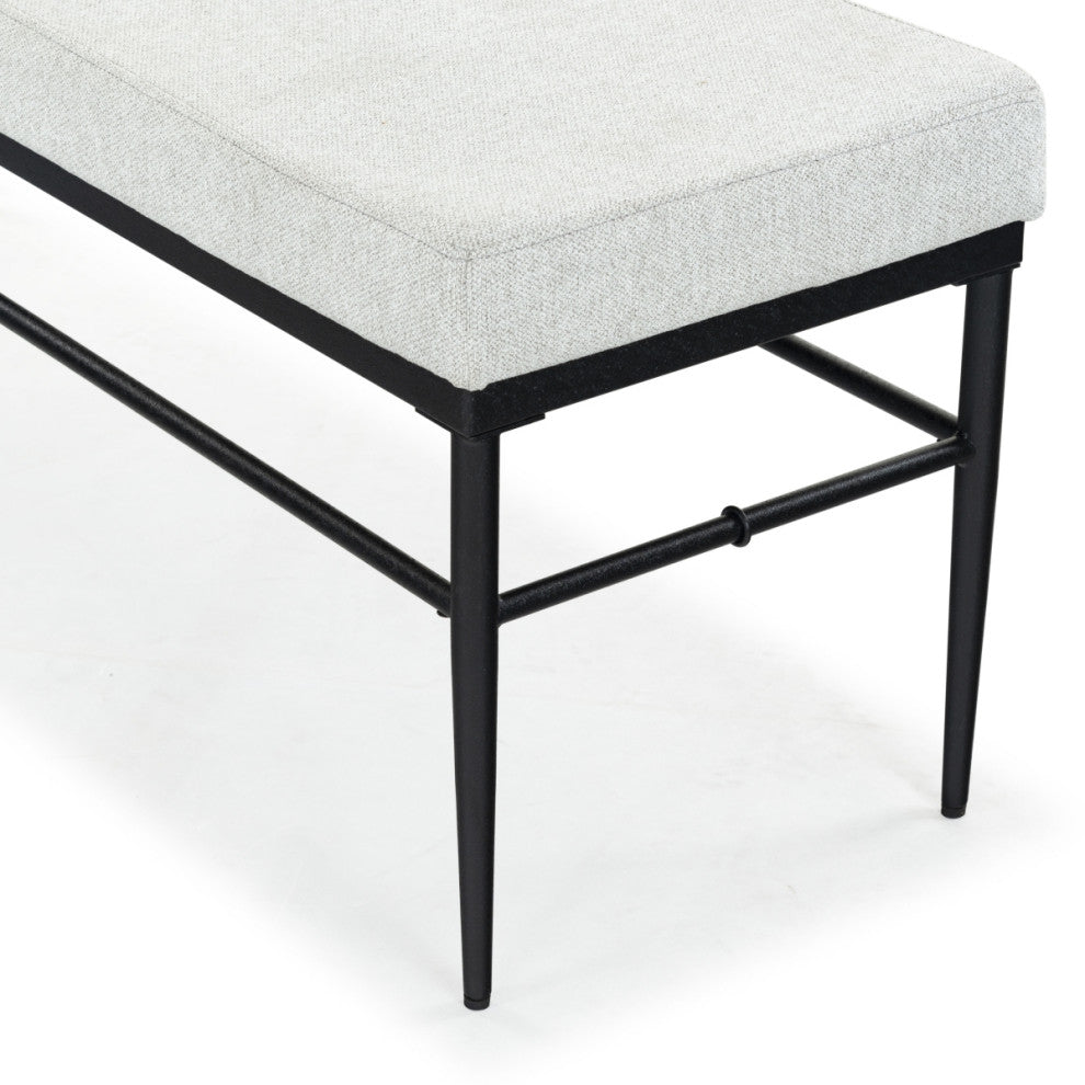 Safavieh Couture Theabella Linen and Metal Bench, Black/Light Grey