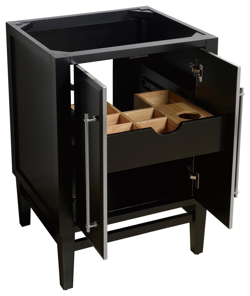 Mason 24" Vanity Only, Black With Brushed Silver Hardware